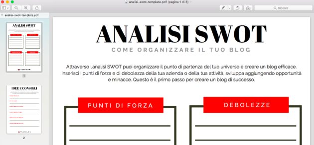 modello SWOT PDF da scaricare