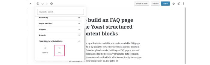 creare faq con yoast