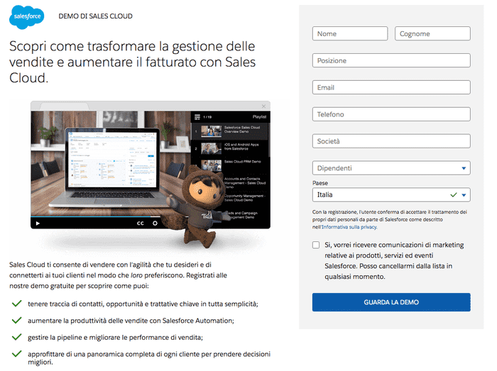 esempi di landing page