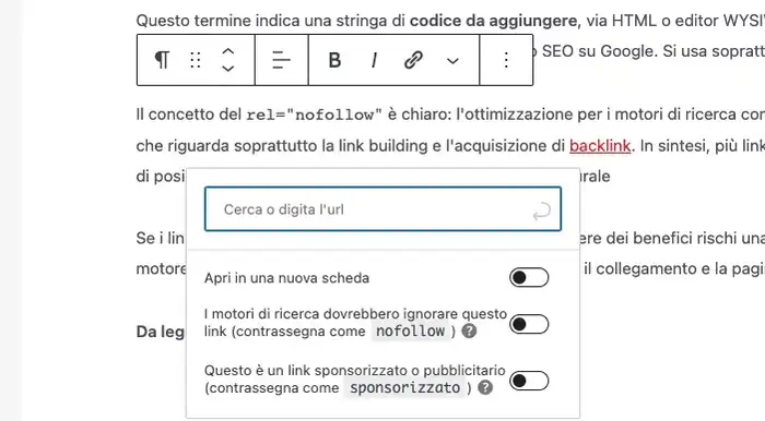 Come aggiungere i link nofollow in WordPress