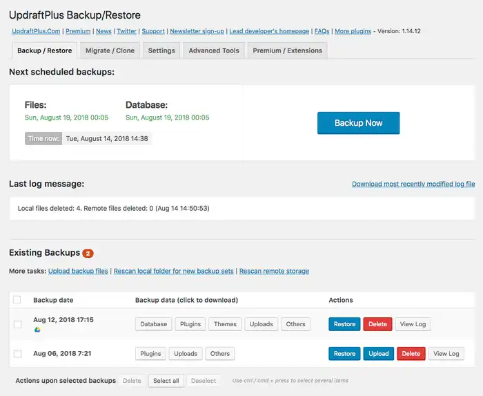 backup wordpress