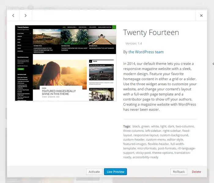 Ripristinare temi WordPress