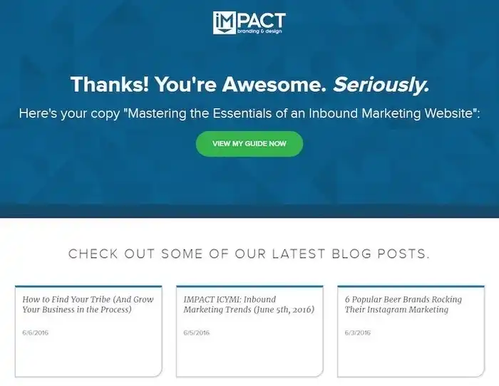 thank you page