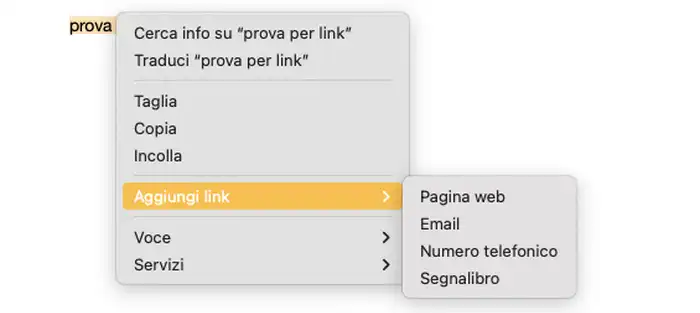 mettere link su pages