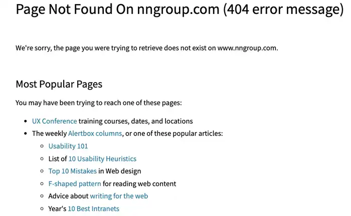 esempio pagine errore