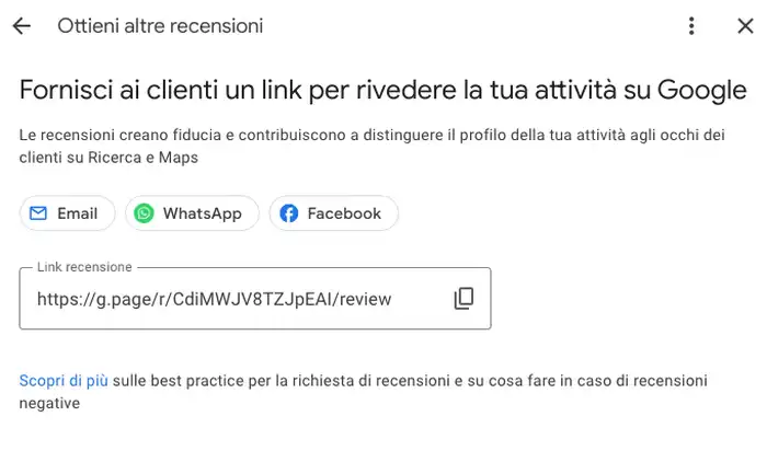 come inviare link per recensioni