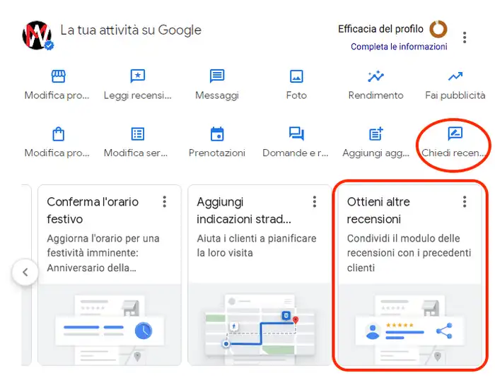 Metodi alternativi per trovare il link delle recensioni.