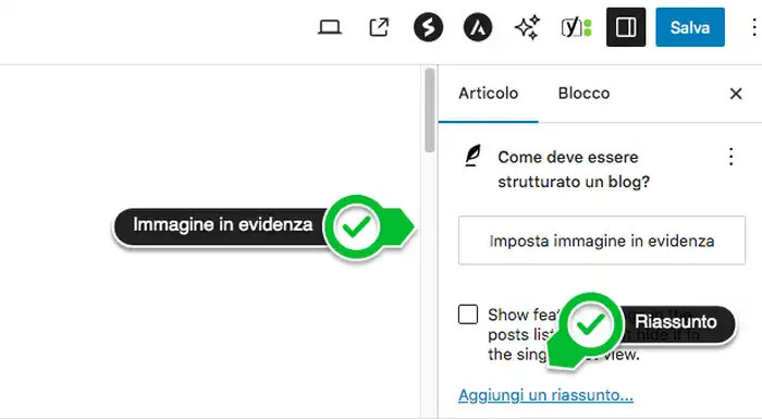 Scegli riassunto e immagine