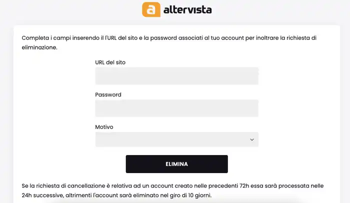 Chiudere un blog Altervista